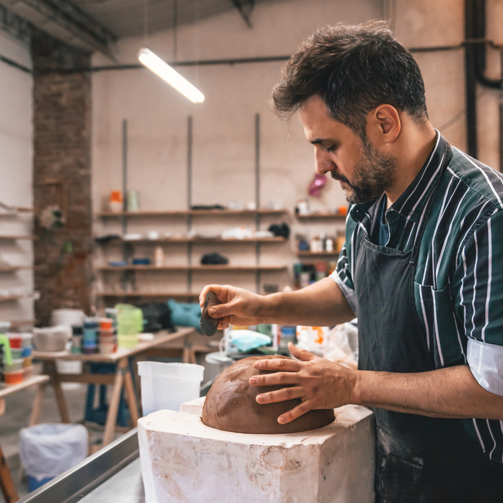  A skilled artisan shaping clay on a pottery wheel.