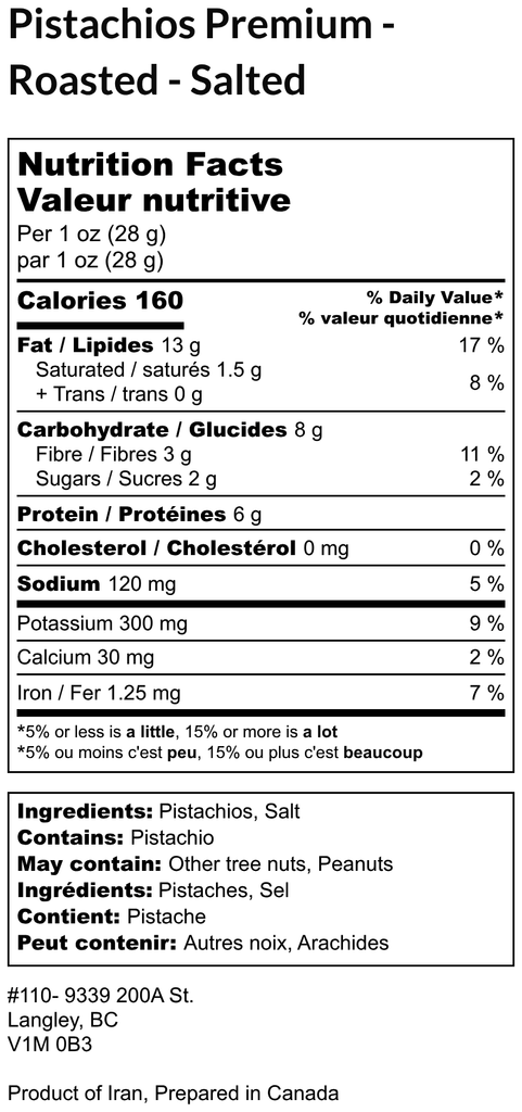 Premium pistachios – roasted with salt
